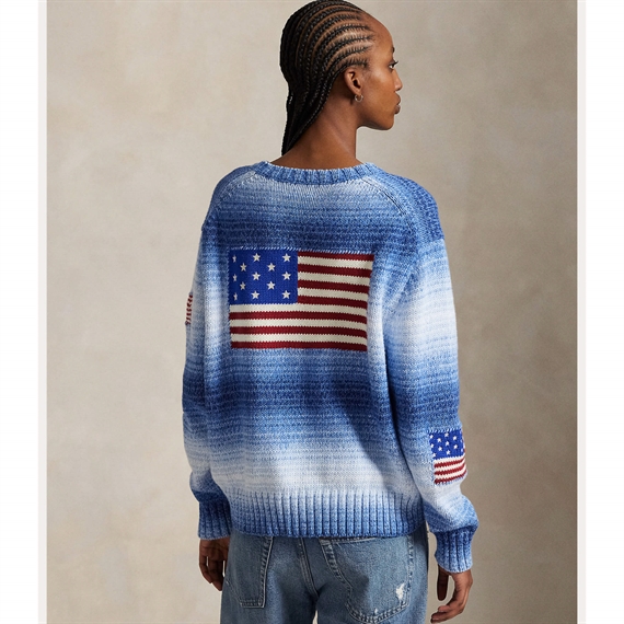 Polo Ralph Lauren Flag Ombré Cotton Sweater, Blue 